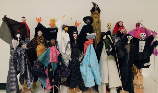 Art Professor Sally Moore's students crafted an array of rod puppets as part of their "The Art of Puppetry" class during Spring 2013 semester.
